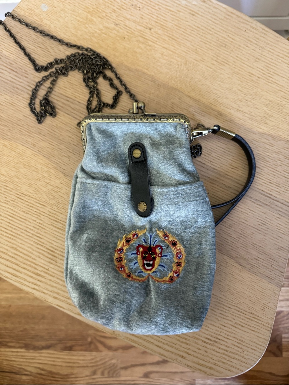 MCW Carpetbags Light Gray Velvet Crossbody Bag American Horror Story; Freakshow